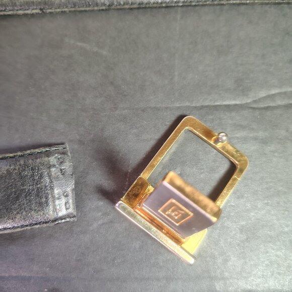 VINTAGE Yves Saint Laurent YSL Belt 42.5" 1" Black Leather Reversible Buckle - Picture 9 of 15